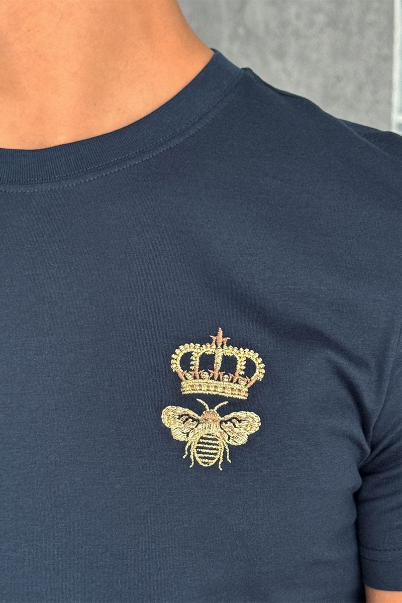 Dоlсе & Gаbbаnа Футболка тёмно-синего цвета bee and crown