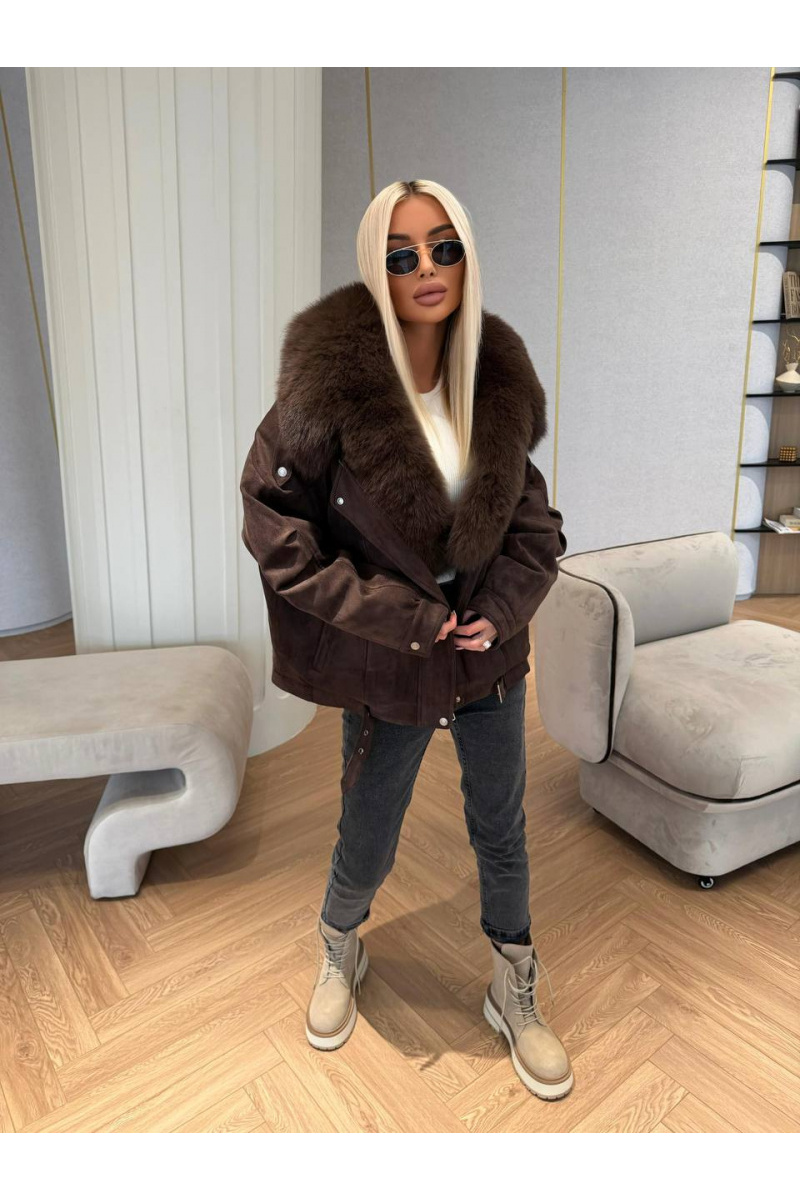 Max Mara Женская утеплённая дубленка с натуральным мехом