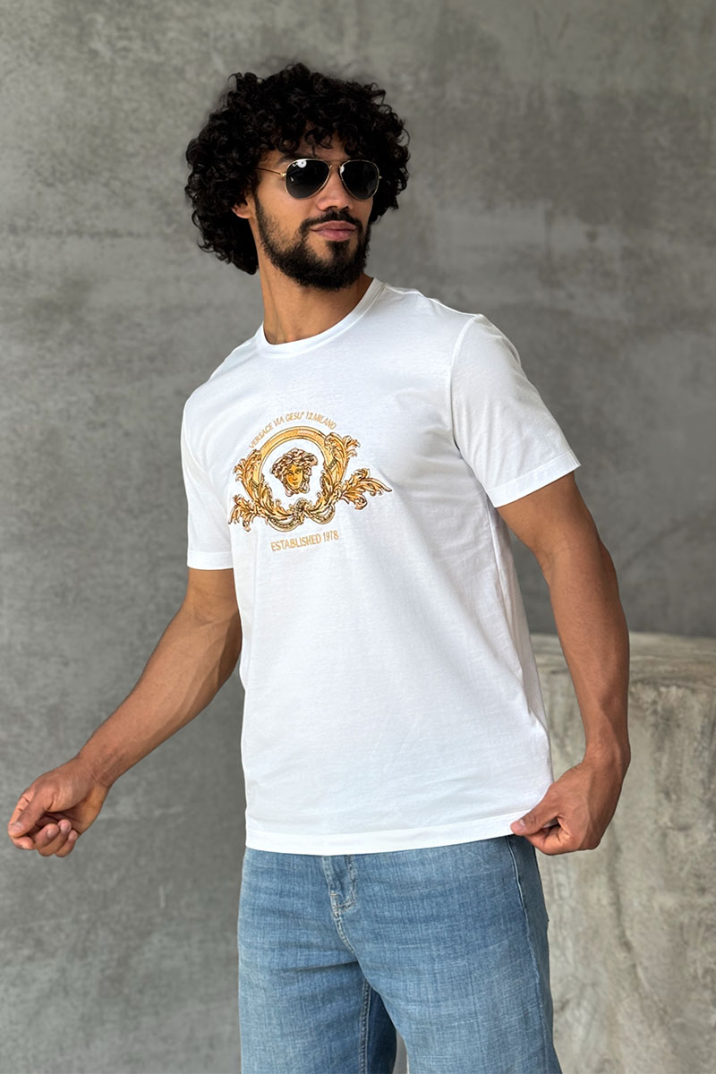 Versace Белая футболка Coupe Blason embroidered