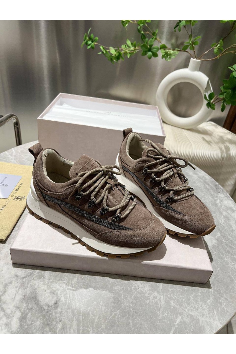 Brunеllо Сuсinеlli Женские замшевые кроссовки Monili Premium - Brown
