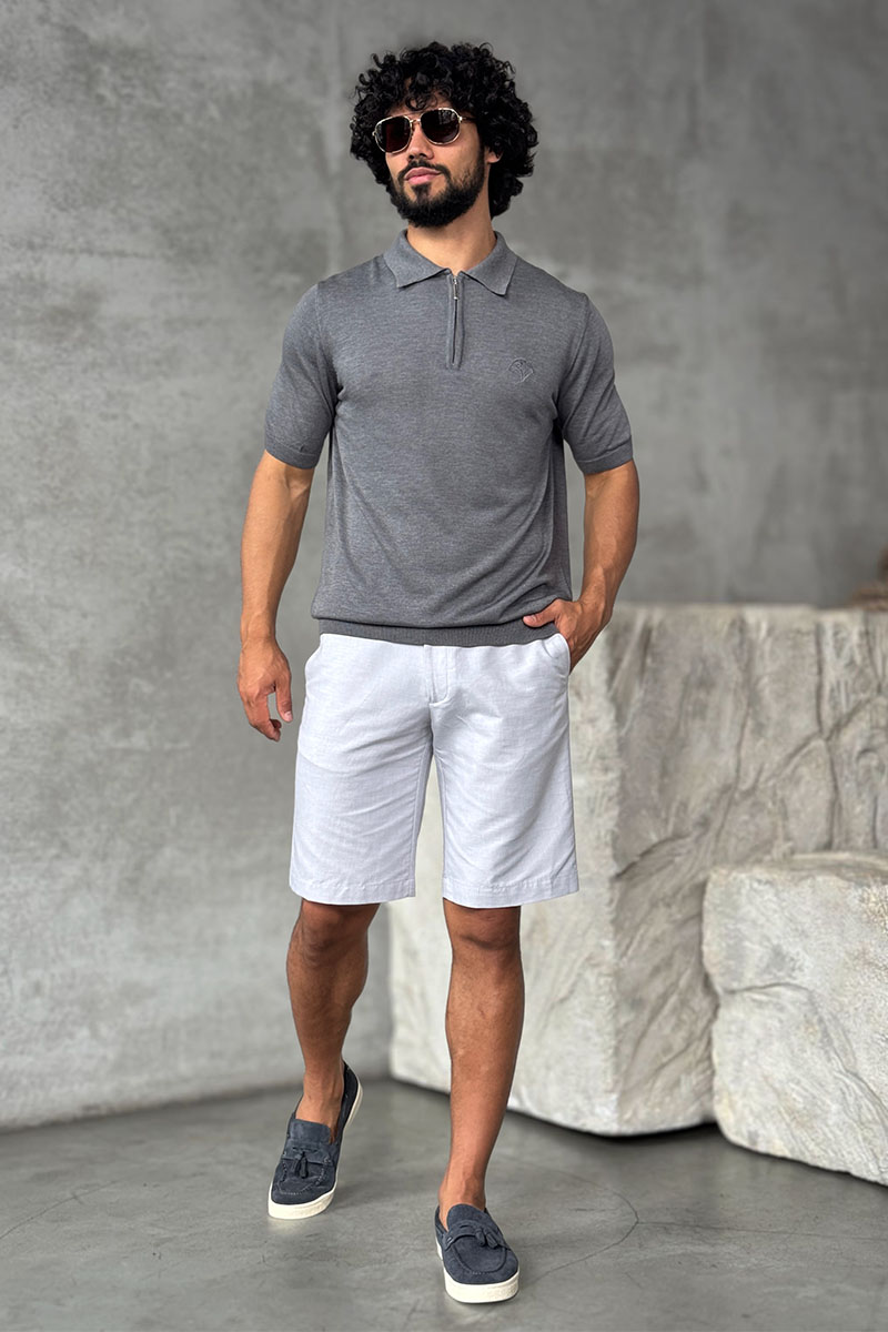 Stеfаnо Riссi Мужское поло Eagle zip-neck - Grey