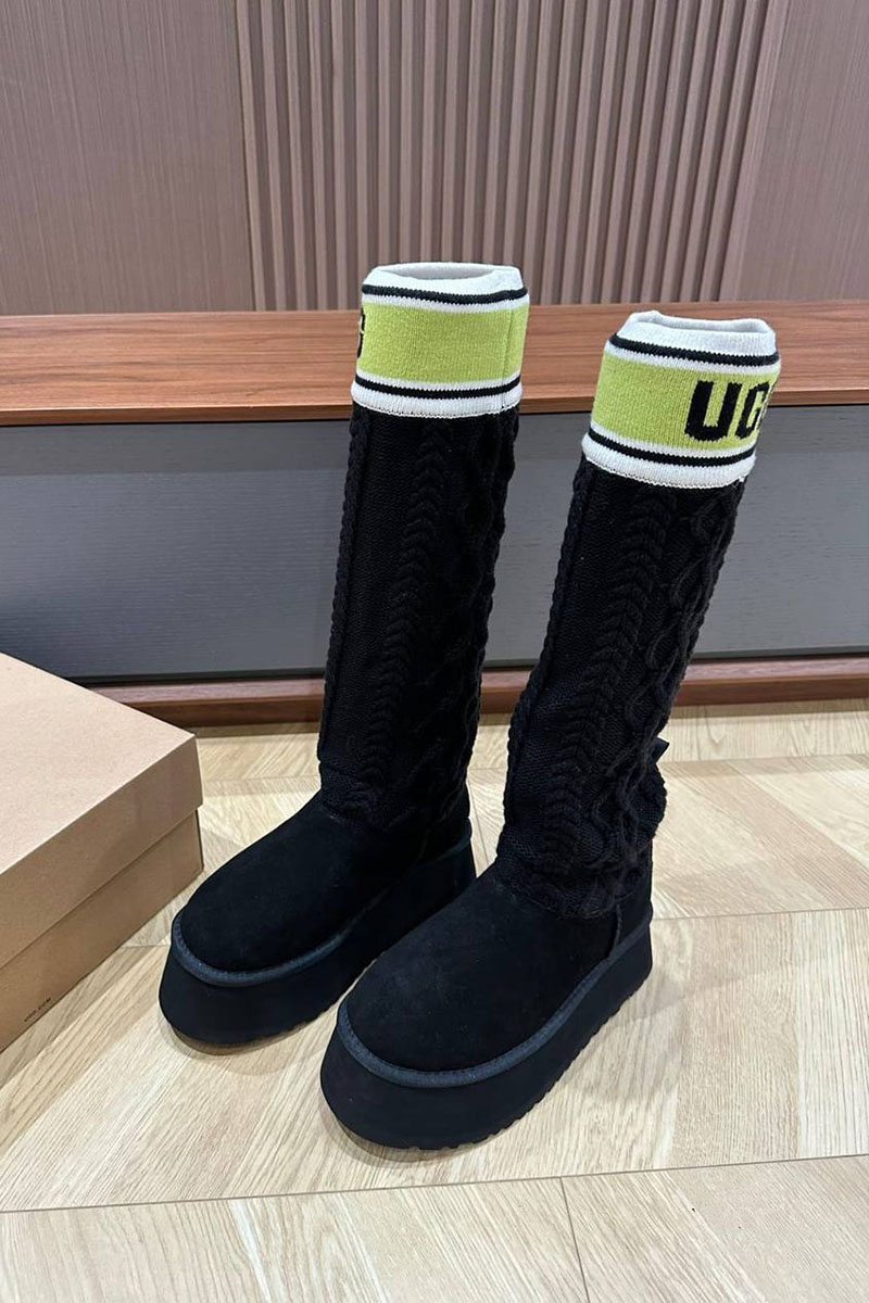 UGG Женские сапоги Classic Sweater Letter - Black
