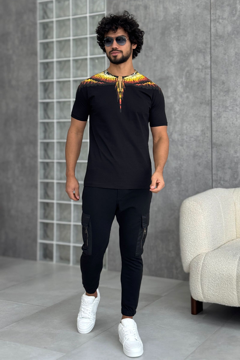 Marcelo Burlon Чёрная футболка County of Milan Solfolk Wings