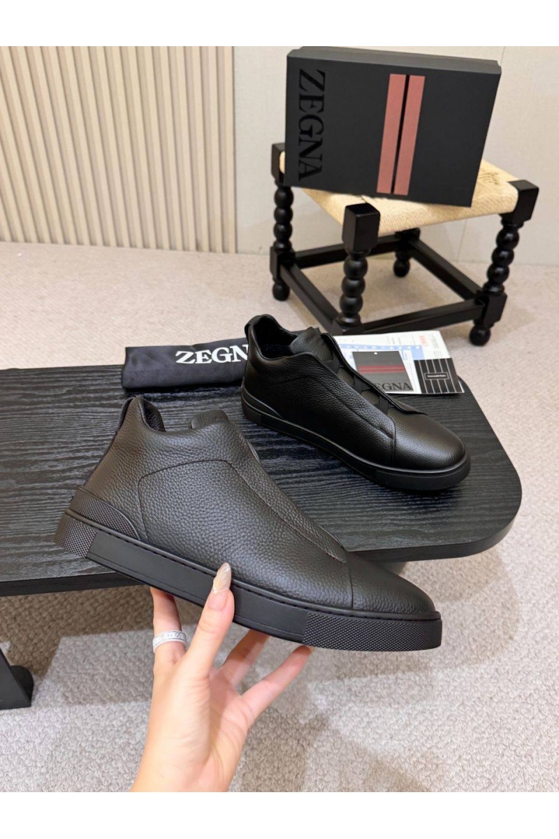 Zegna Кроссовки с мехом Triple Stitch high-top