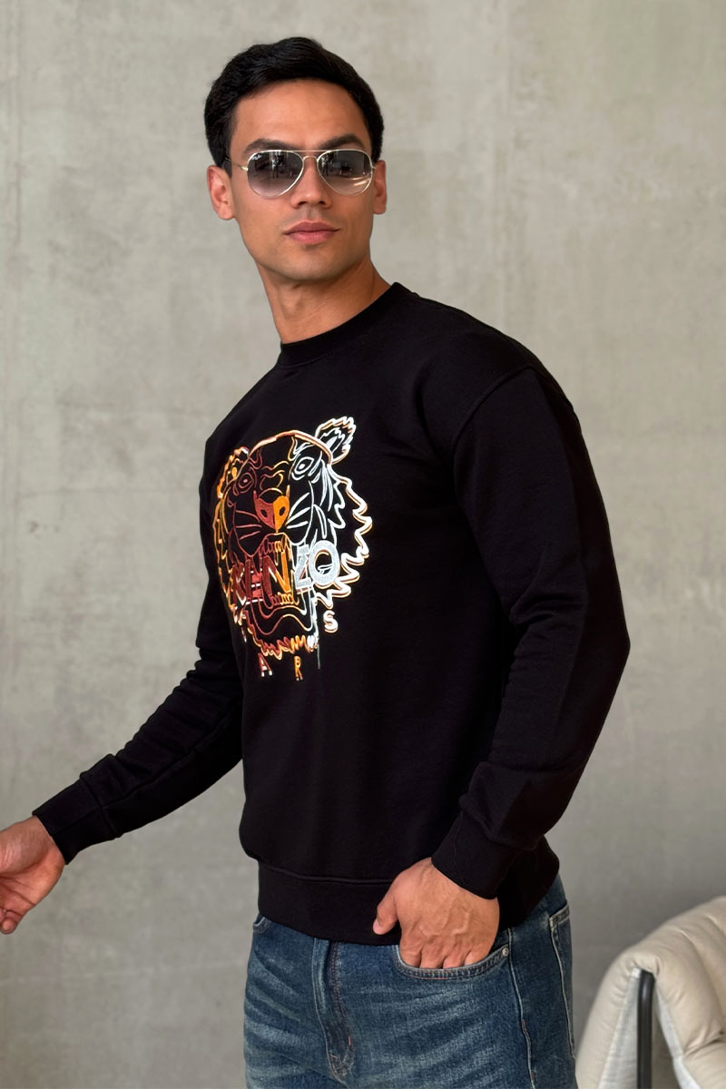 Kenzo Мужской чёрный свитшот Tiger Head embroidered