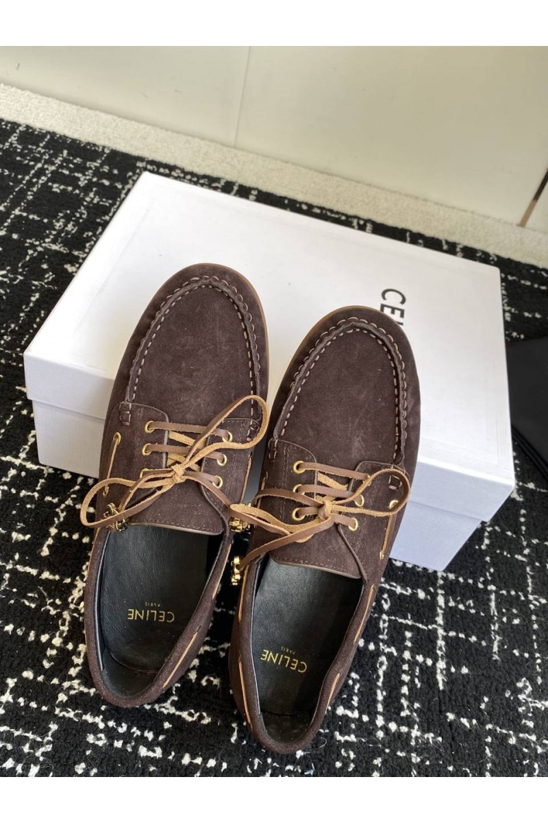 Celine Женские замшевые лоферы premium - Brown