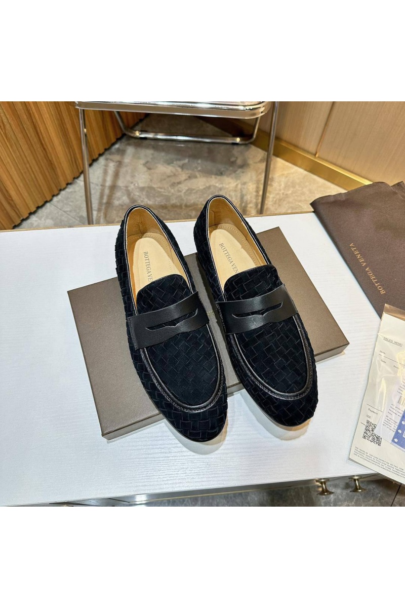 Bottega Veneta Мужские замшевые лоферы Intrecciato - Black