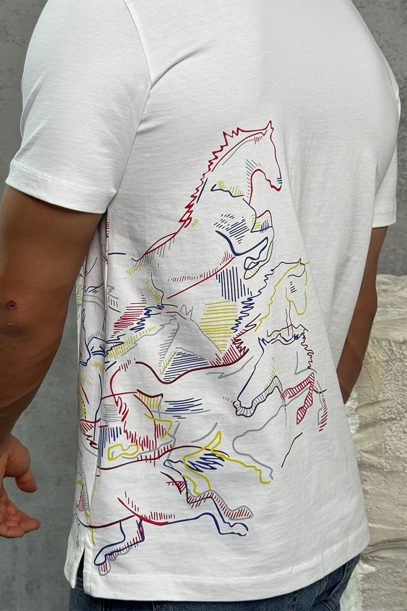 Hermes Мужская белая футболка 