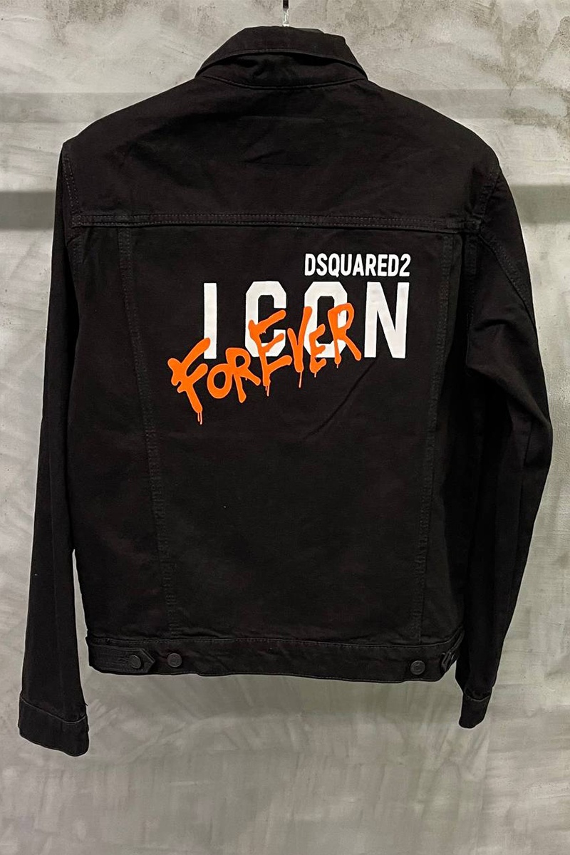 Dsquared2 Чёрная джинсовая куртка Icon Forever logo-print