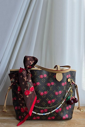 Кожаная сумка Takashi Murakami Cherry Neverfull MM 32x28 см
