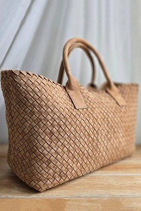 Замшевая сумка Cabat 40x28 см - Brown