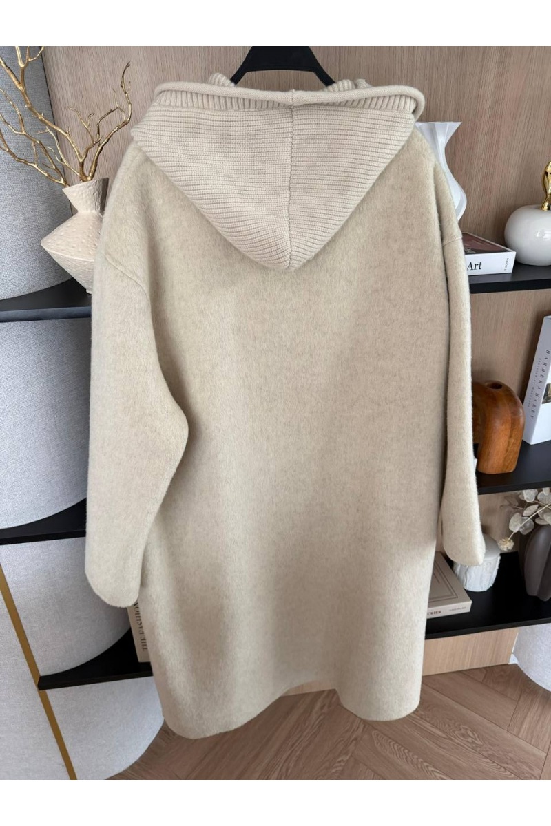 MIU MIU Женское шерстяное пальто с капюшоном Premium - Beige