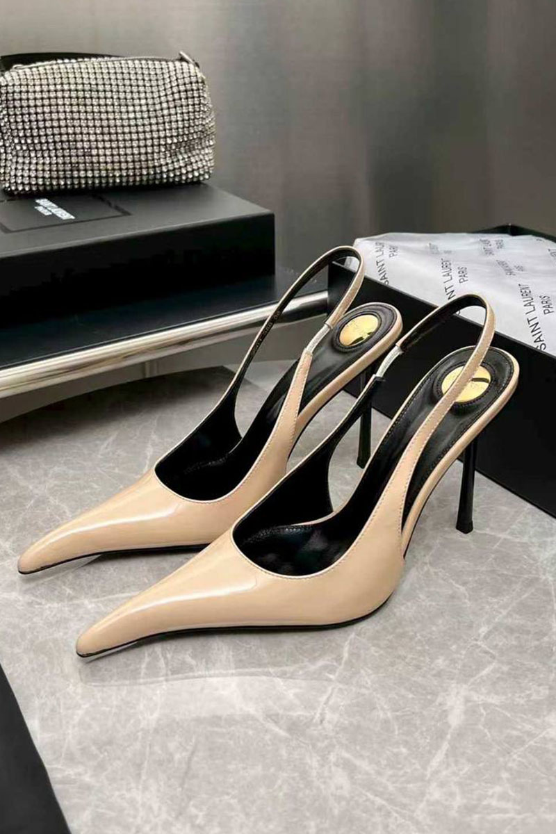 Yves Saint Laurent Женские кожаные туфли на каблуке premium