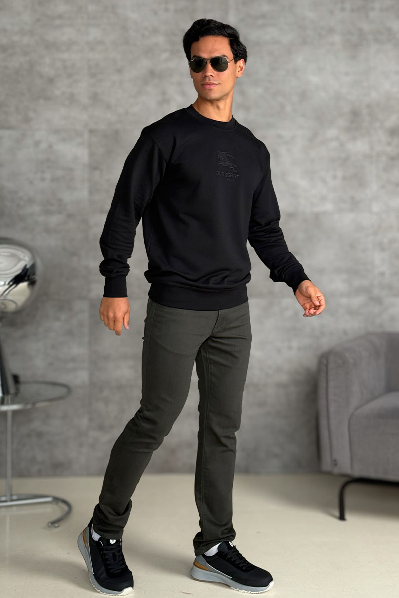 Burberry Мужской чёрный свитшот logo-embroidered