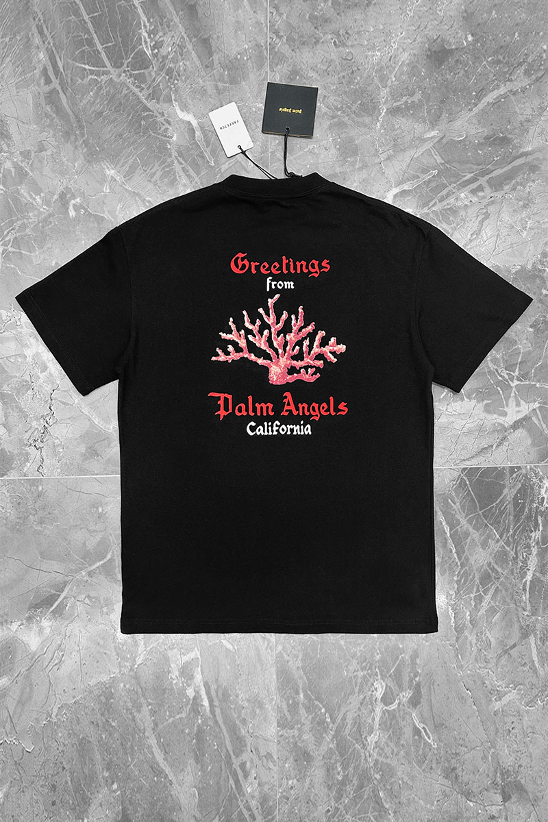 Palm Angels Чёрная оверсайз футболка Greetings from California