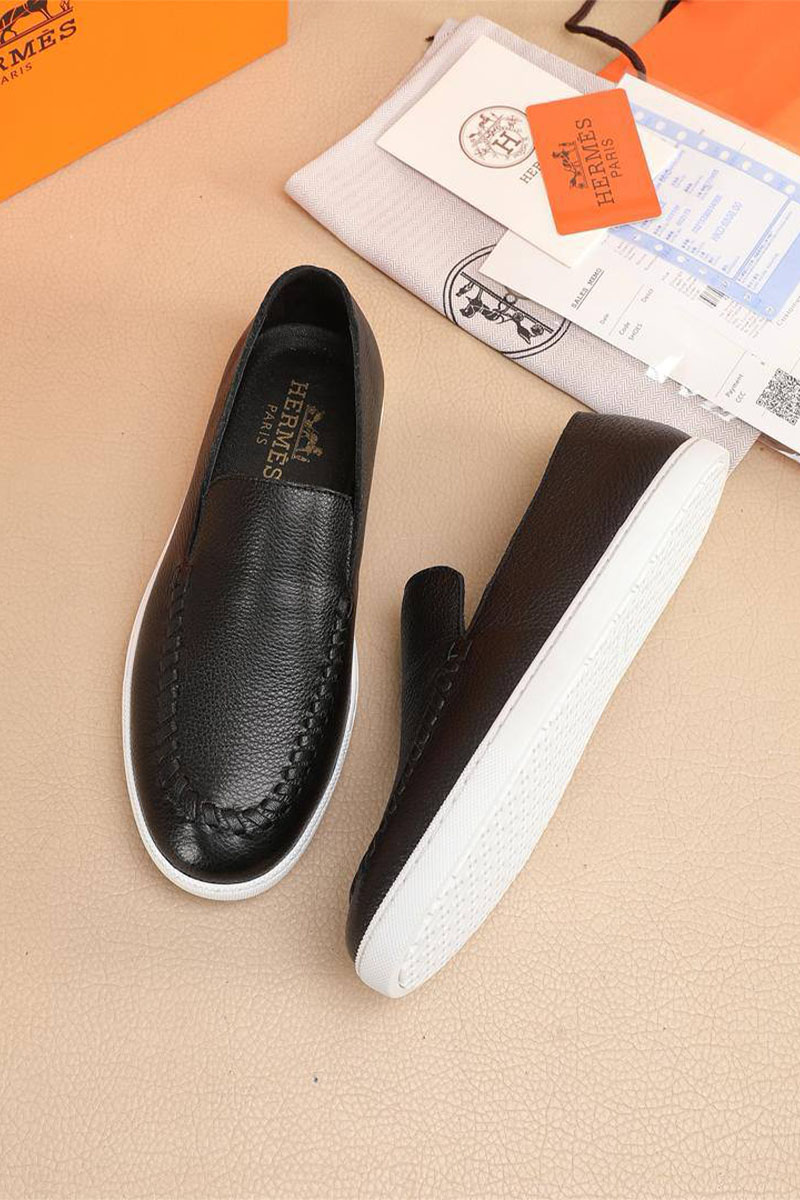 Hermes Мужские кожаные лоферы Julian - Black