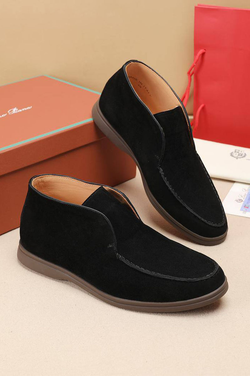 Loro Piana Замшевые лоферы с меховой стелькой Open Walk - Black