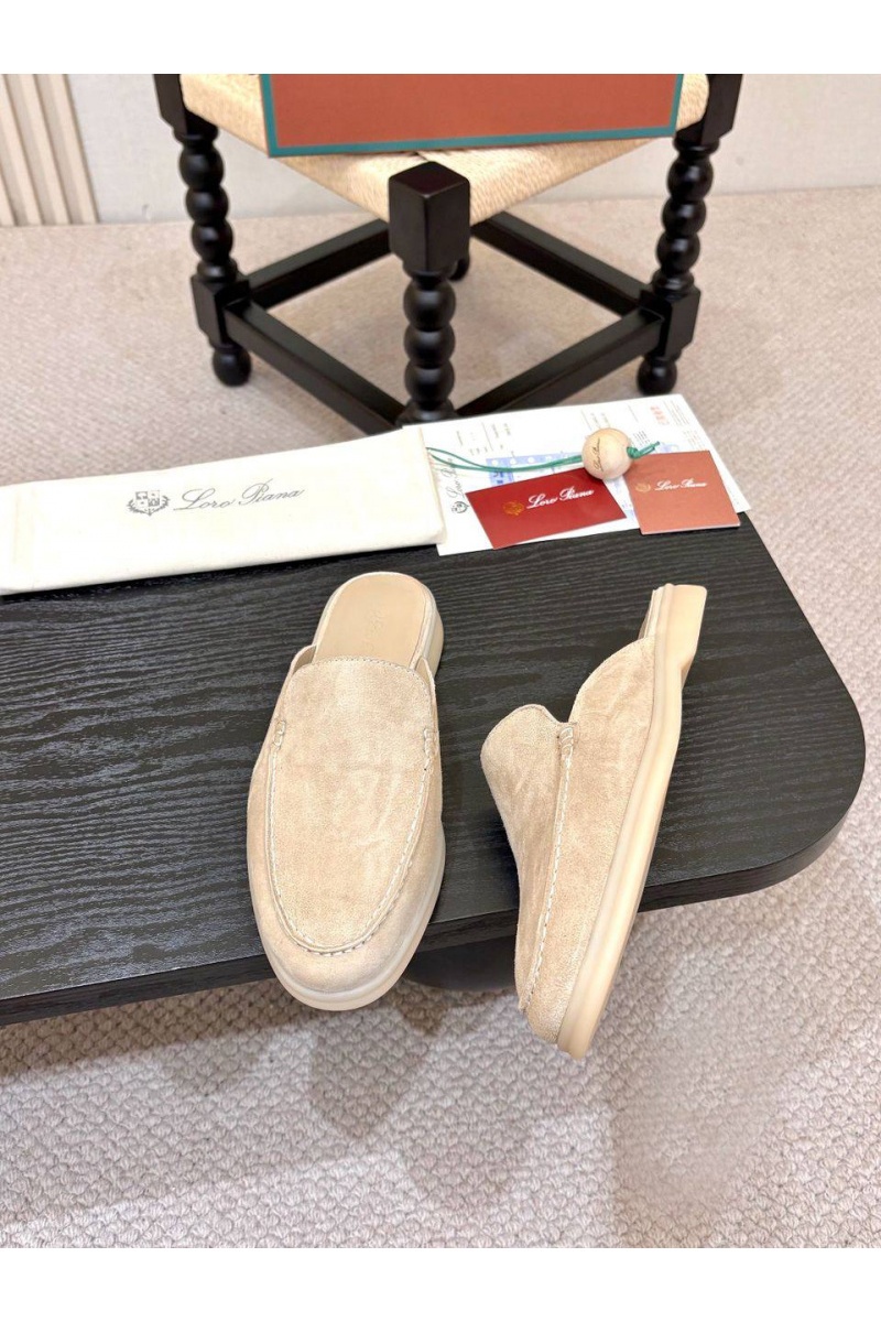 Loro Piana Мужские замшевые шлёпанцы Loro Piana