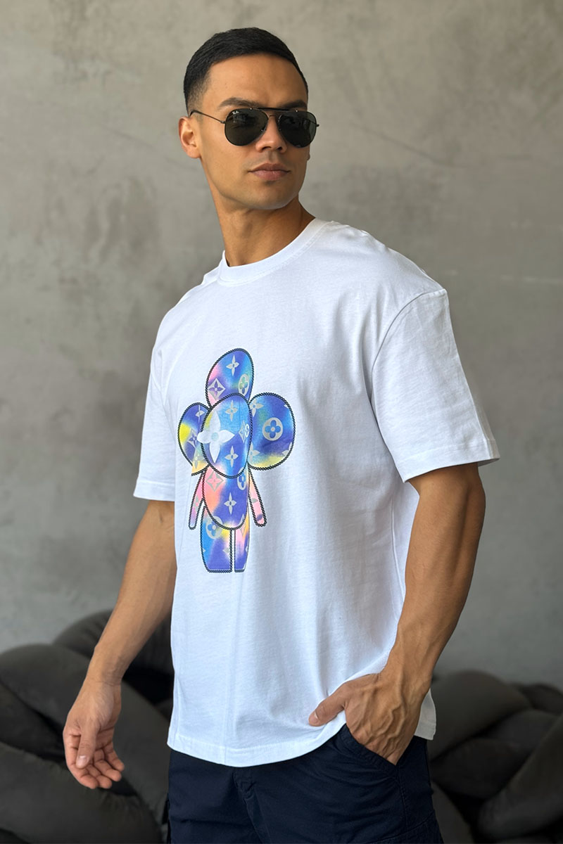 Lоuis Vuittоn Брендовая оверсайз футболка белого цвета