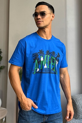 Синяя оверсайз футболка Varsity Palms