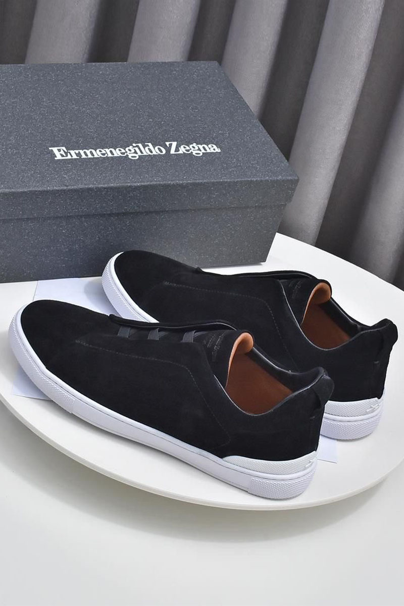 Zegna Замшевые кроссовки Triple Stitch low-top - Black