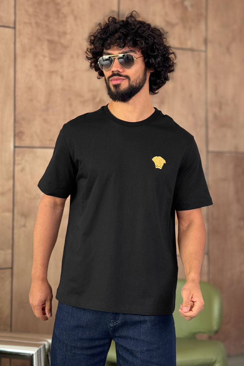 Versace Чёрная оверсайз футболка Medusa Head patch