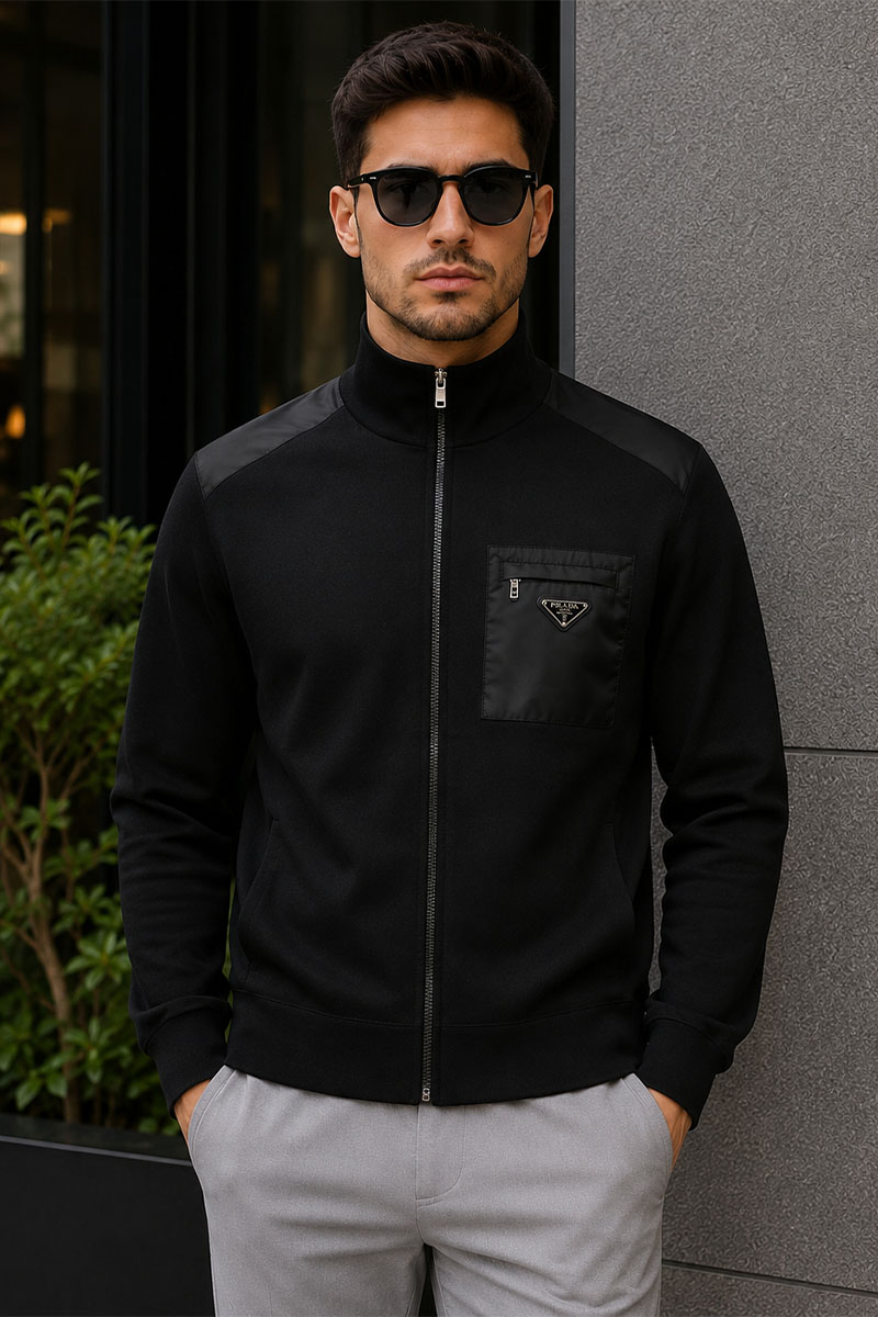 Prada Чёрная кофта на молнии Re-Nylon Gabardine