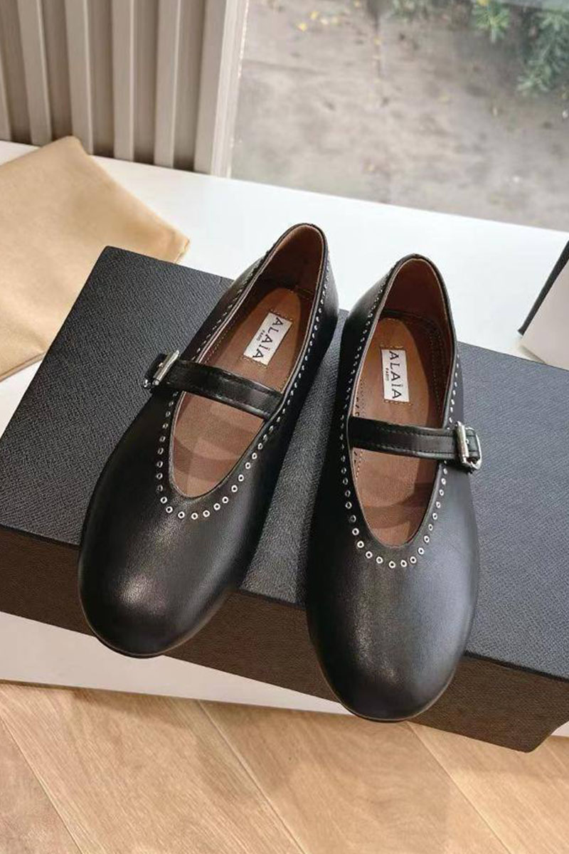 Designer Clothing Женские кожаные балетки Alaia Strass Suede premium