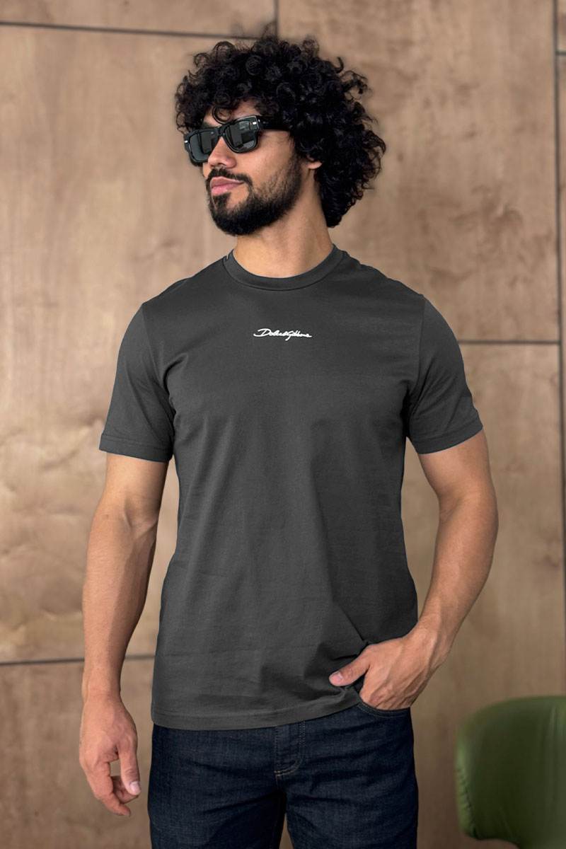 Dоlсе & Gаbbаnа Футболка серого цвета logo-embroidered