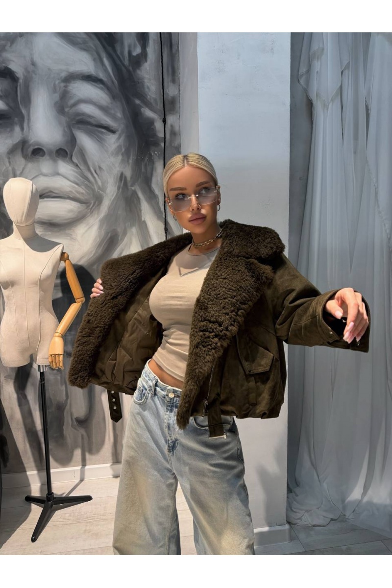 Max Mara Женский бомбер Max Mara с натуральным мехом premium