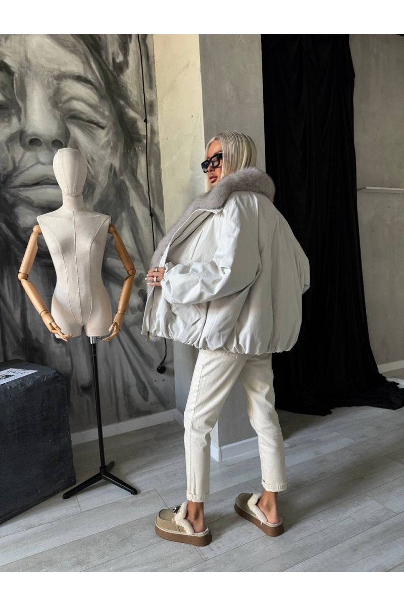Max Mara Женский бомбер с натуральным мехом premium