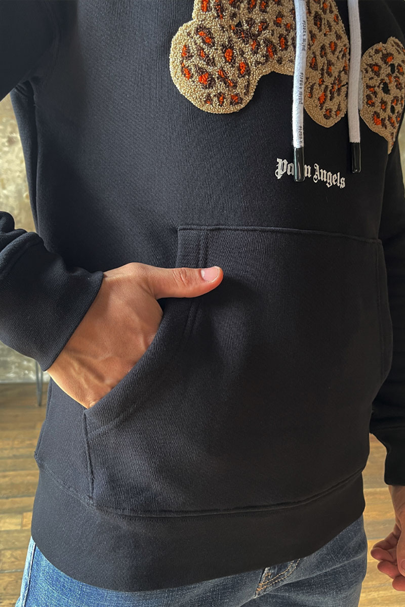 Palm Angels Мужское худи Leopard Teddy Bear - Black