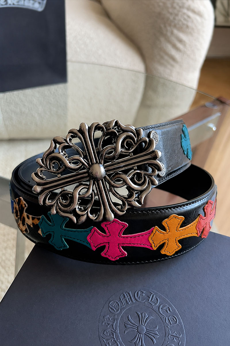 Chrome Hearts Кожаный ремень Cross Patch Cemetery premium