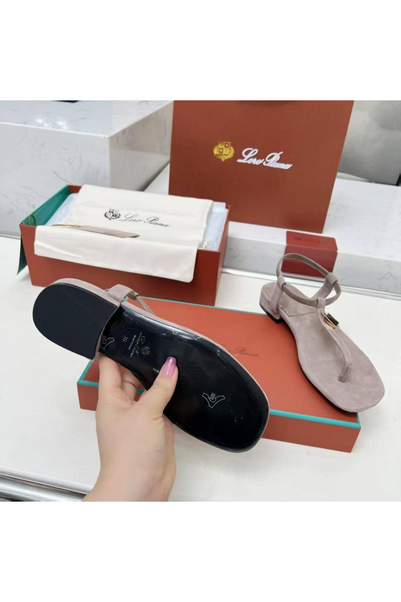 Loro Piana Женские замшевые сандалии Premium - Grey