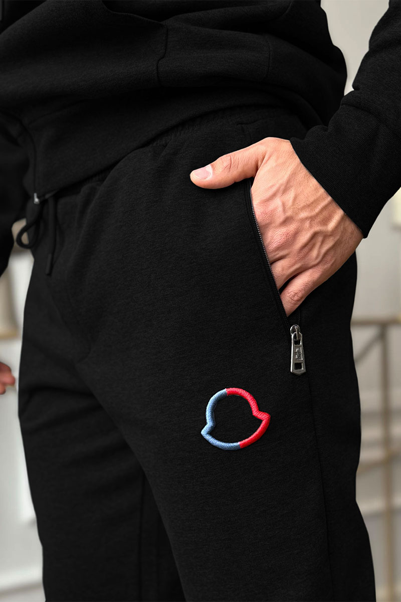 Moncler Чёрный спортивный костюм logo-embroidered 