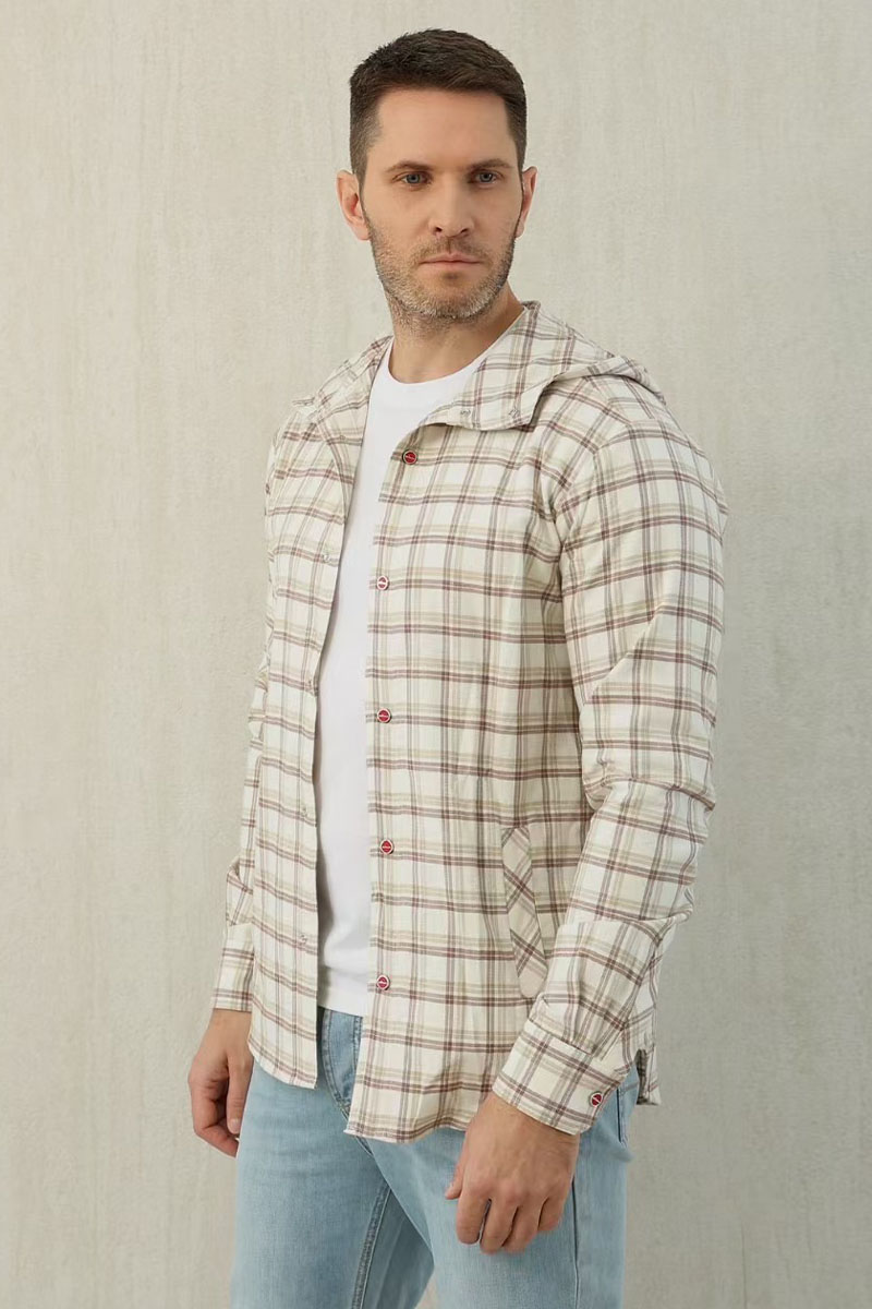 Kiton Мужская рубашка Premium - Beige Chequer