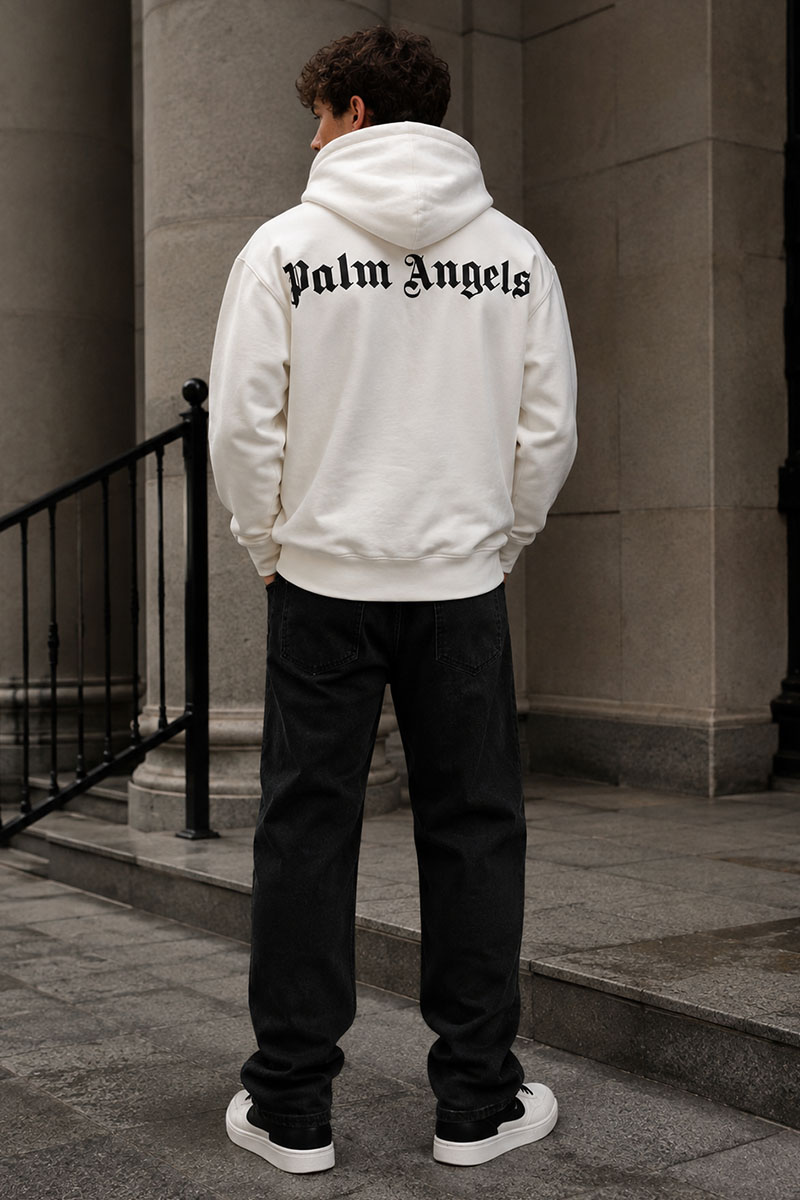 Palm Angels Мужское худи белого цвета logo-print