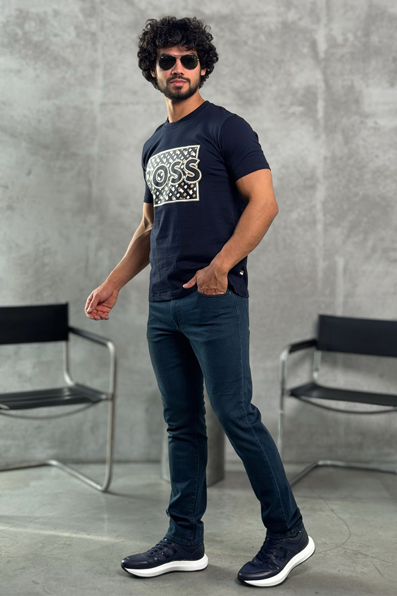 Hugо Воss Мужская синяя футболка logo-print