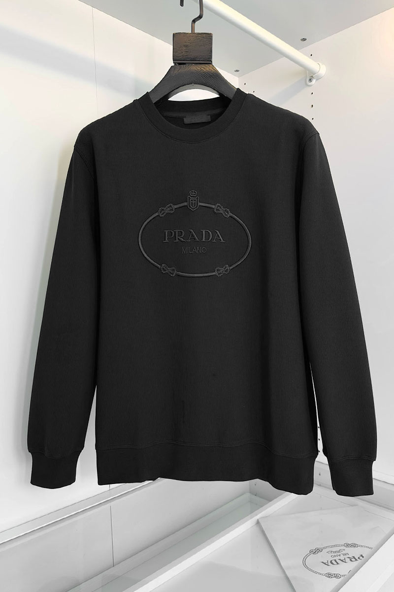 Prada Мужской чёрный свитшот logo-embroidered