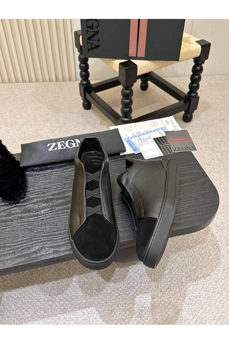 Zegna Кроссовки с мехом Triple Stitch high-top