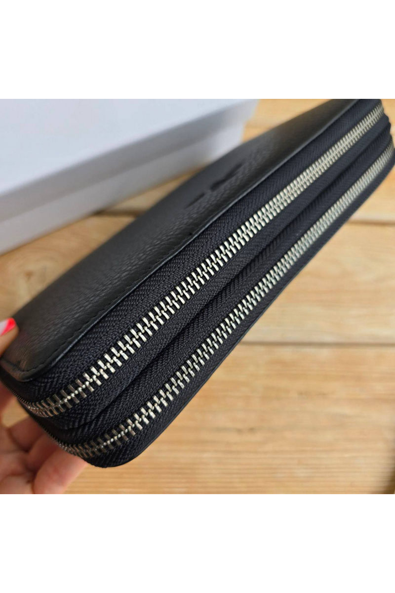 Emporio Armani EA7 Кожаное чёрное портмоне 21x12 см