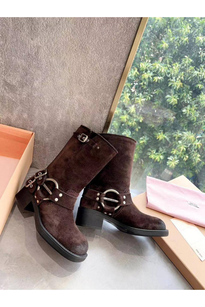 MIU MIU Женские замшевые сапоги Ankle Premium