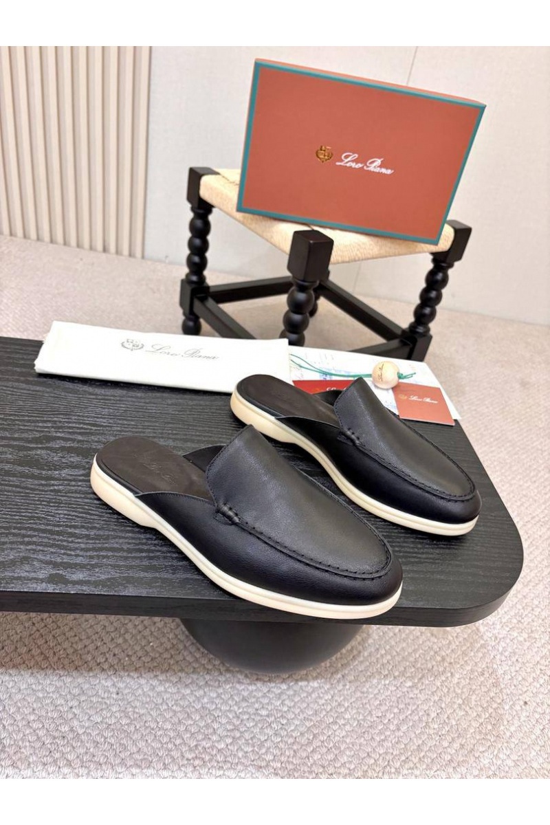 Loro Piana Мужские кожаные шлёпанцы Loro Piana