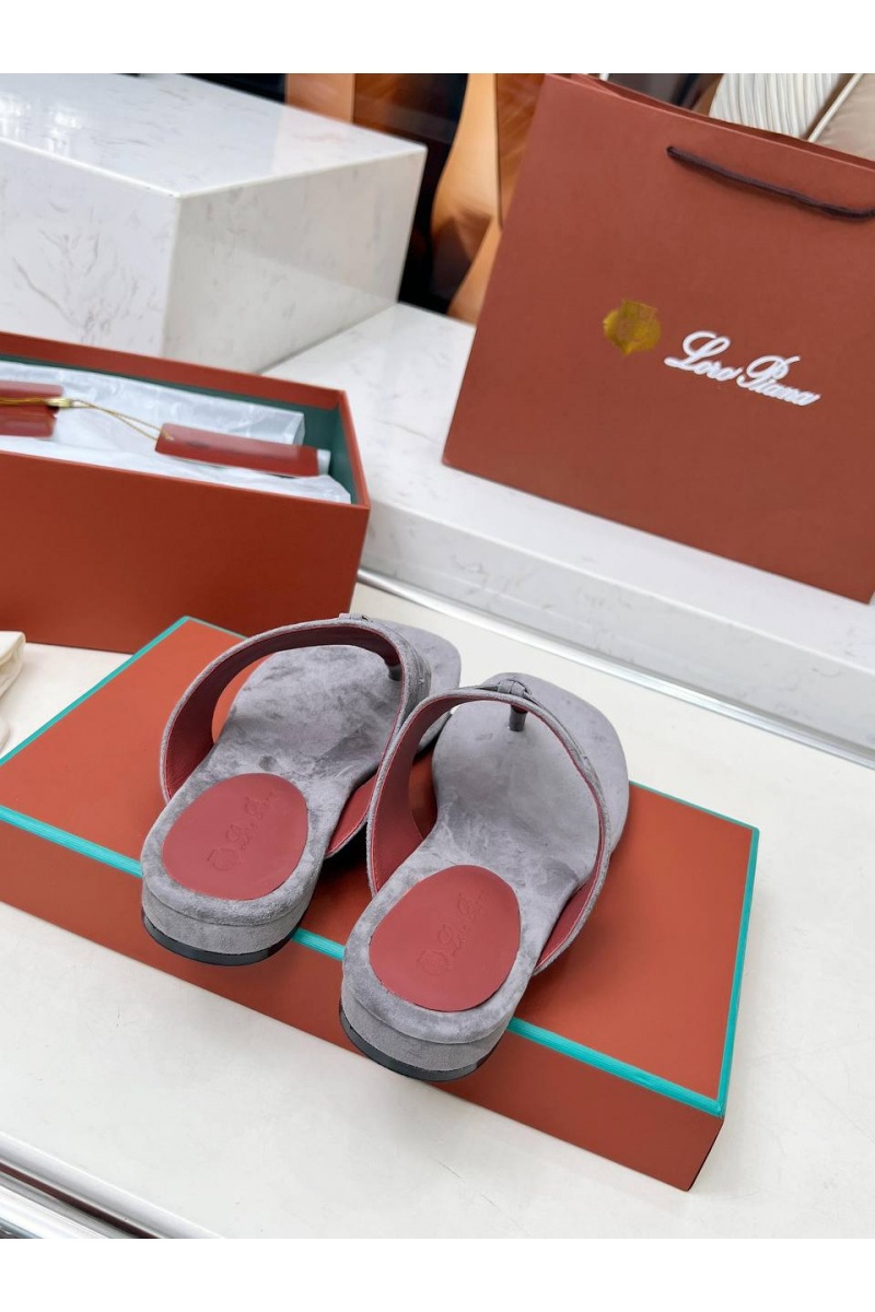 Loro Piana Женские замшевые шлёпанцы Premium - Grey