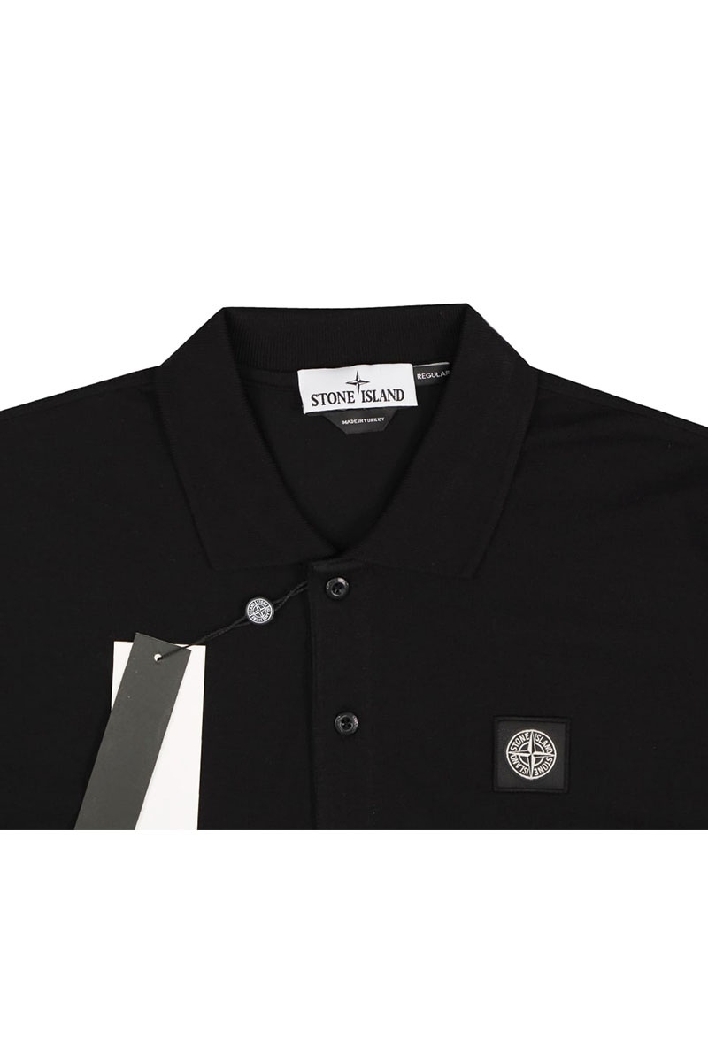 Stone Island Поло с длинным рукавом logo-patch - Black