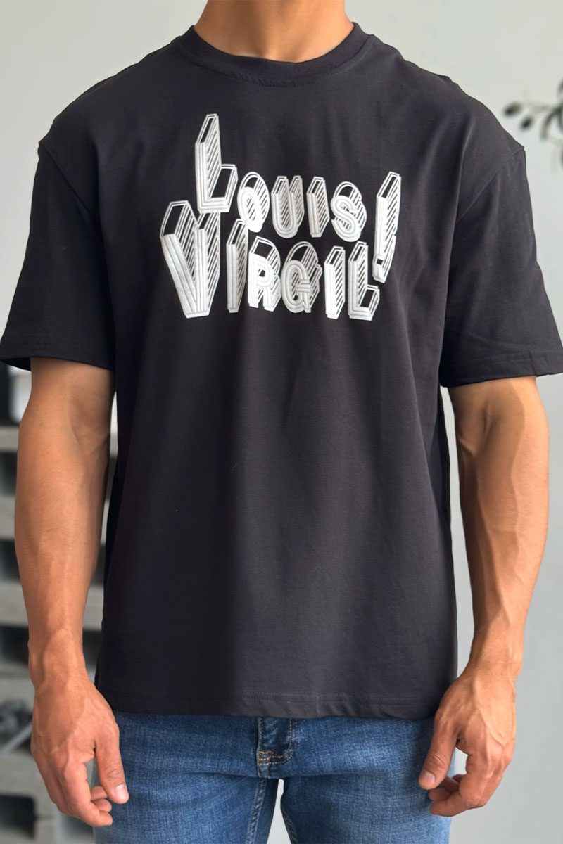 Lоuis Vuittоn Чёрная оверсайз футболка Virgil Abloh