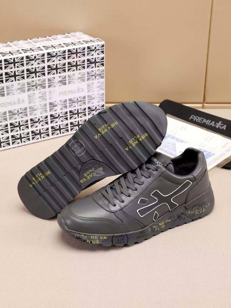 Premiata Кожаные кроссовки с мехом low-top - Grey