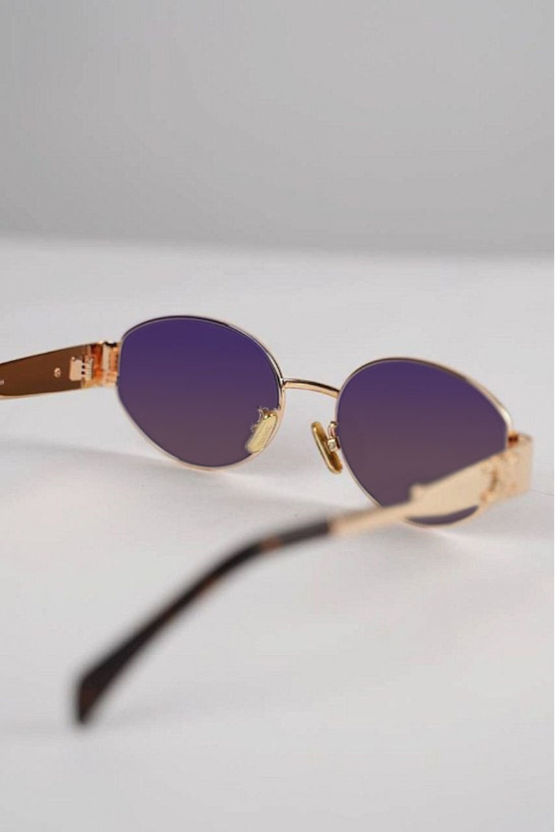 Celine Солнцезащитные очки Triomphe - Brown / Blue / Gold 