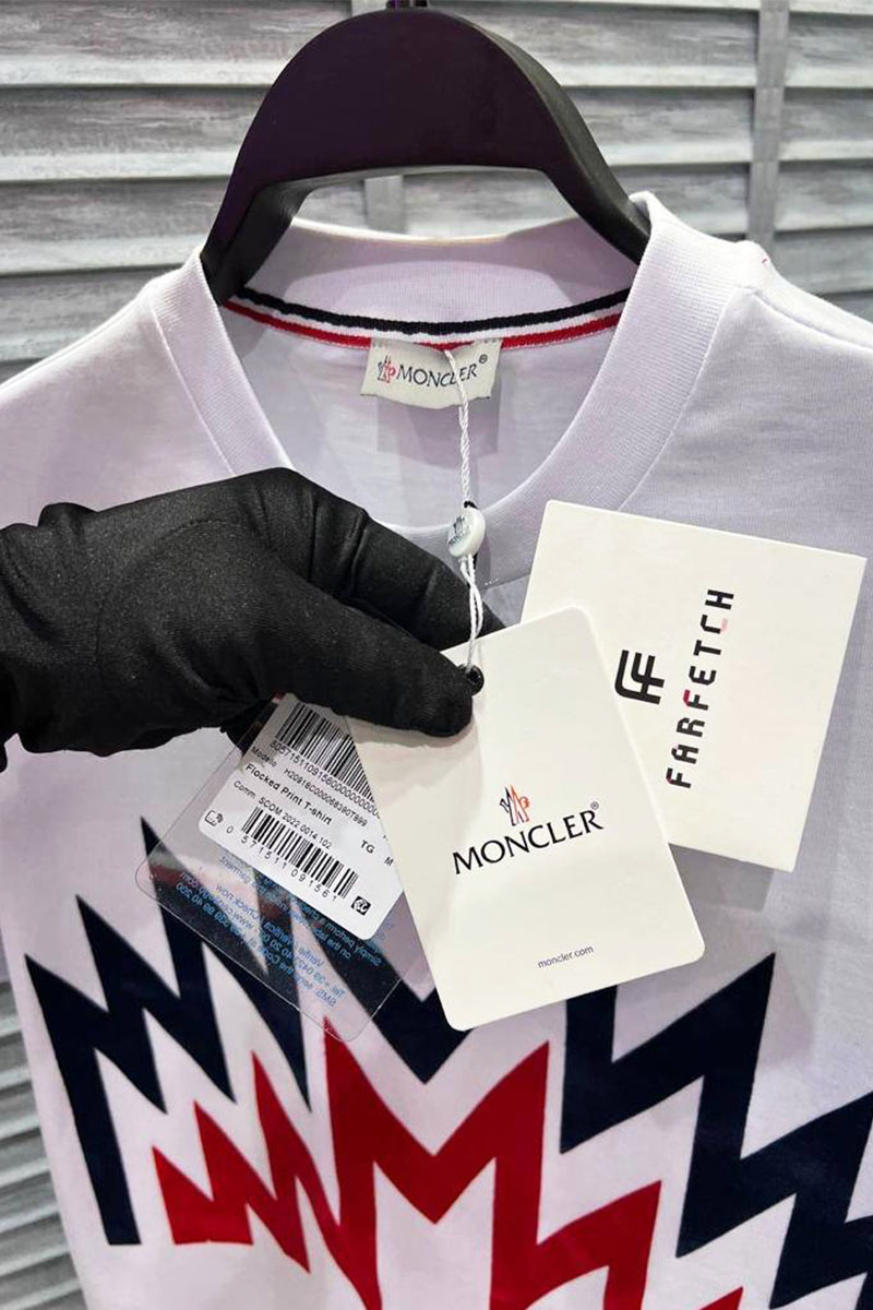 Moncler Мужская белая футболка Multi M Logo