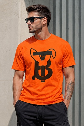 Оранжевая оверсайз футболка Rabbit Print
